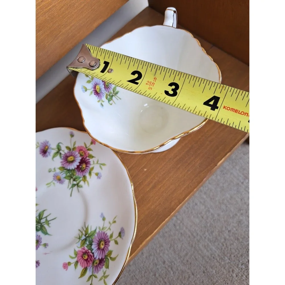Hammersley & Co Bone China Teacup And Saucer Gold Trim Floral Made in England